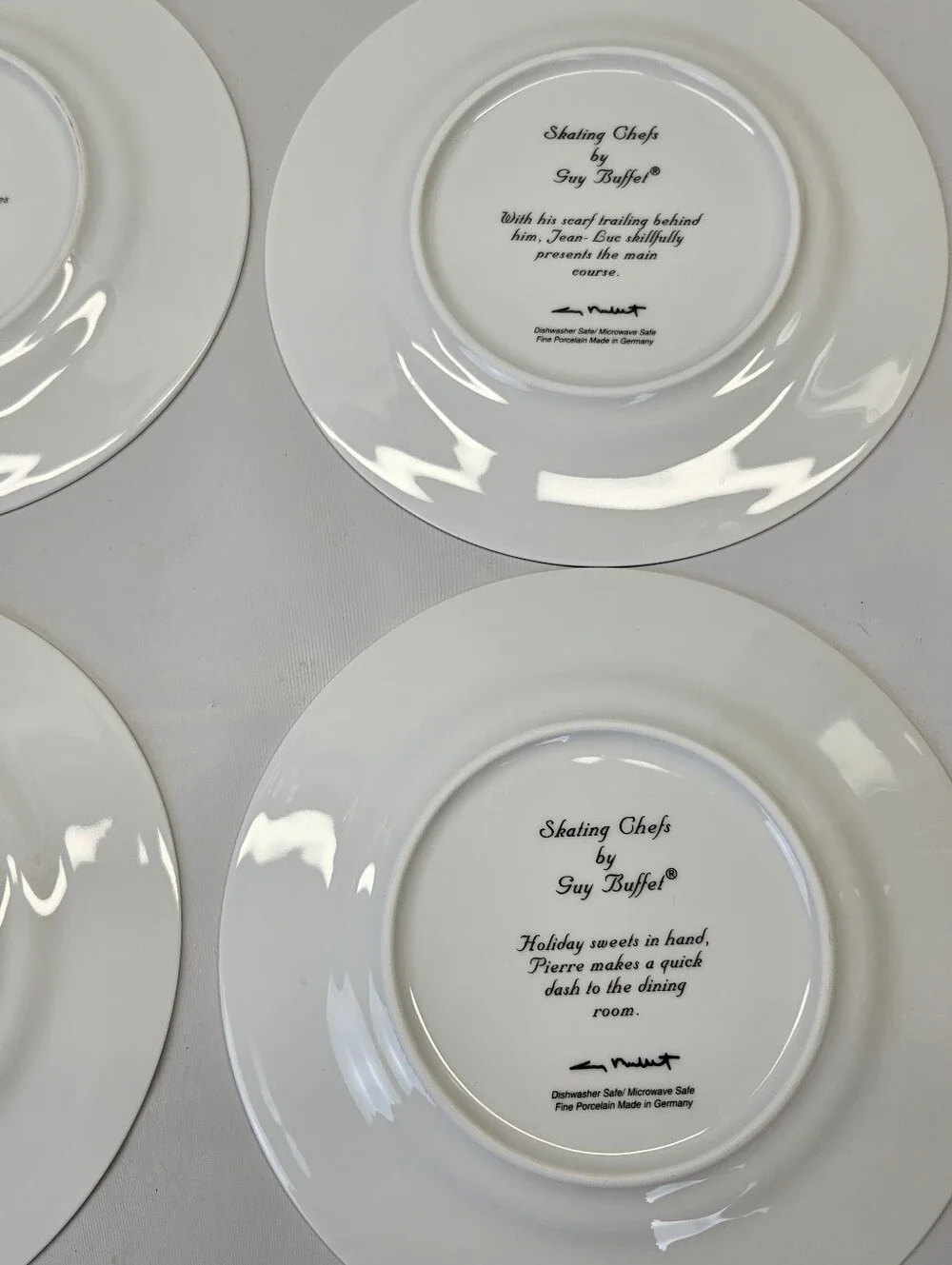WILLIAMS SONOMA Guy Buffet Skating Chefs Salad Dessert Plates- Set of 6 With Box